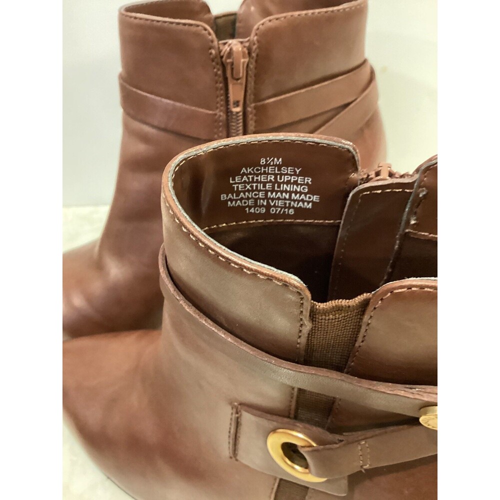 Anne Klein Chelsey Ankle Congac Brown Leather Boots 8.5M - Picture 5 of 15